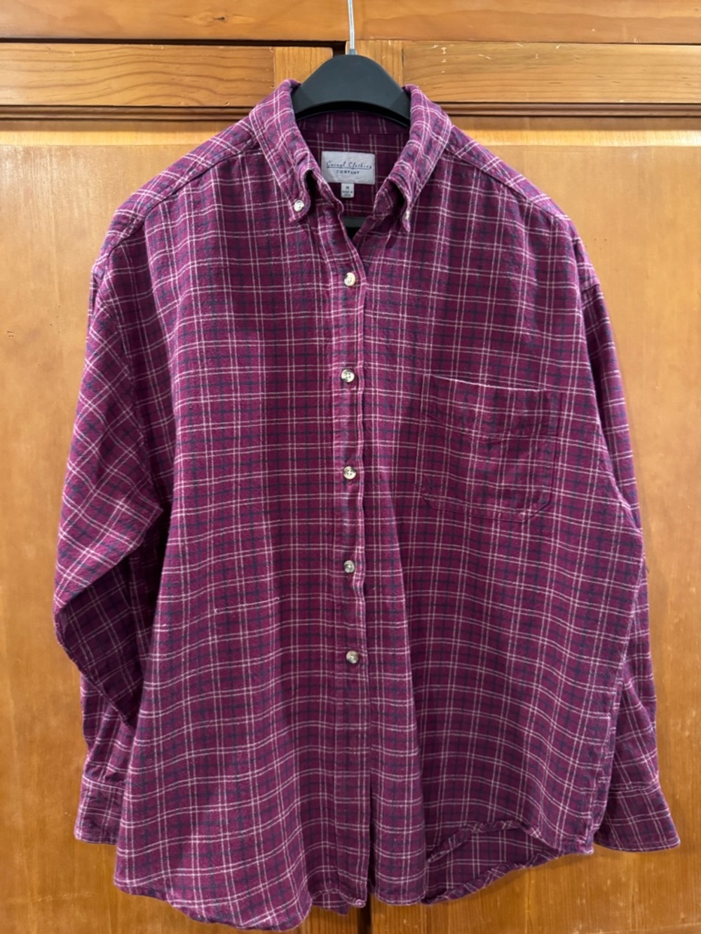 Lands' End Men's Wine Plaid Button-Down Shirt